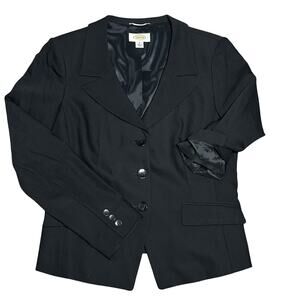 Vintage Talbots womens Black Blazer size 8 career office Wool Quiet Luxury Japan